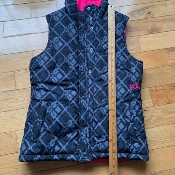 FOX Riders Company Reversible Puffer Vest Pink Plaid Women’s Medium - Picture 8 of 10